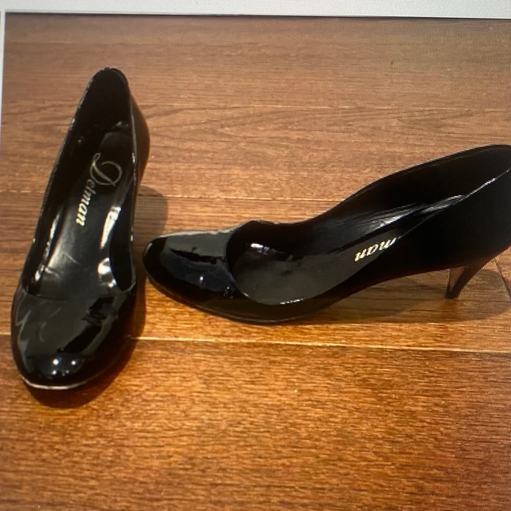 Delman Black Patent Leather Heels